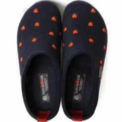 HAFLINGER CIABATTA IN FELTRO DI LANA CUORICINI BLU