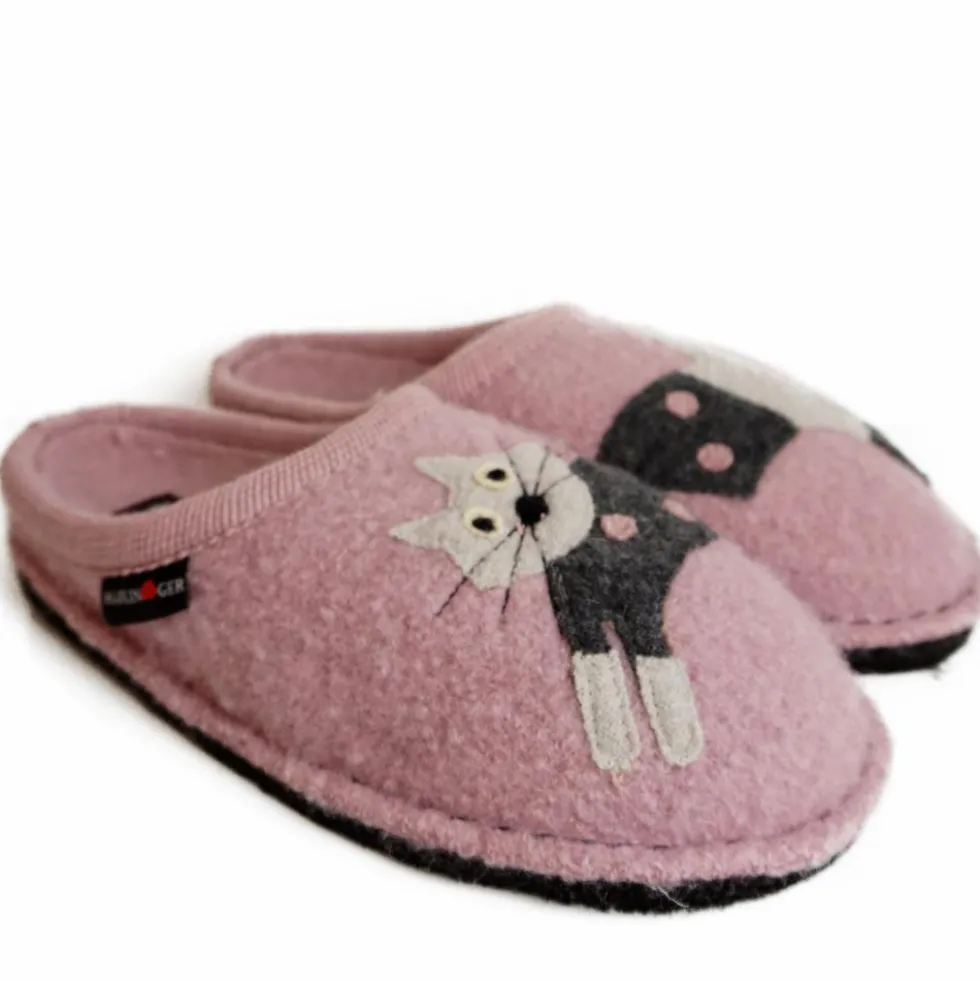HAFLINGER CIABATTA IN FELTRO DI LANA GATTO/CUCHO ROSA