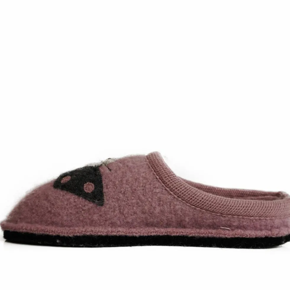 HAFLINGER CIABATTA IN FELTRO DI LANA GATTO/CUCHO ROSA