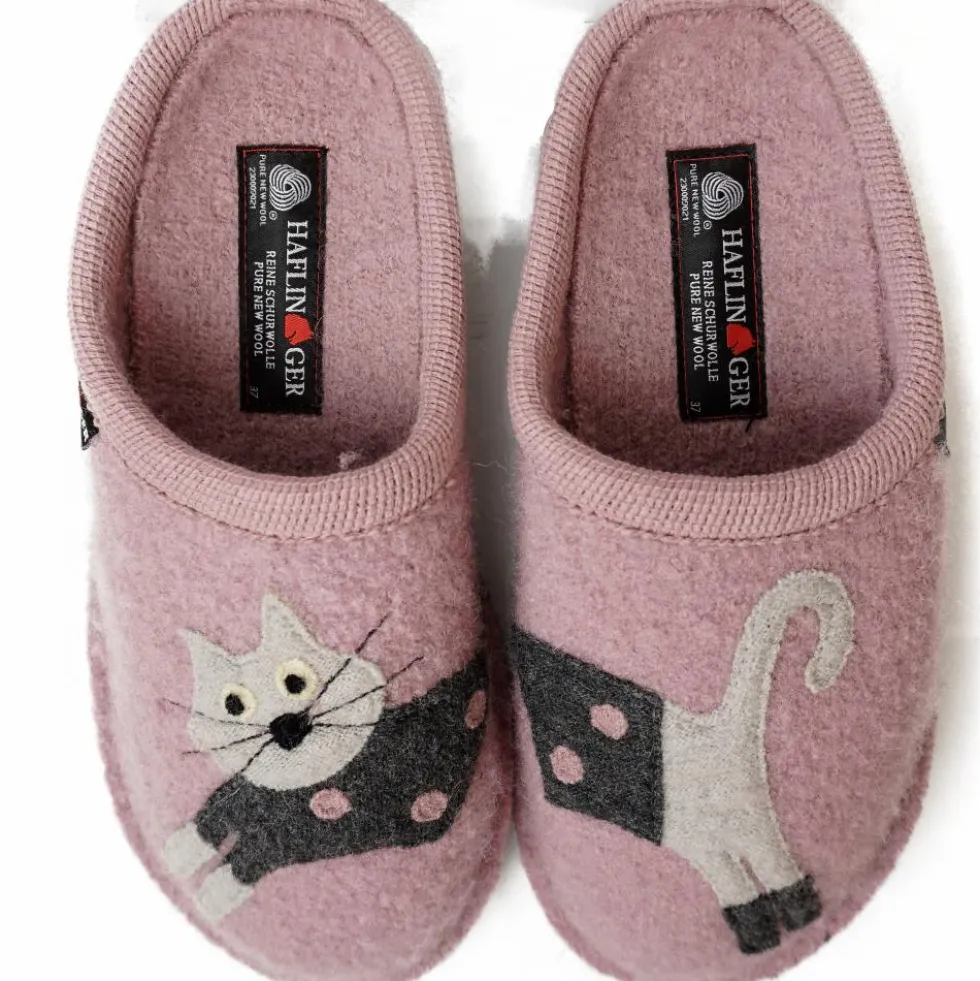 HAFLINGER CIABATTA IN FELTRO DI LANA GATTO/CUCHO ROSA
