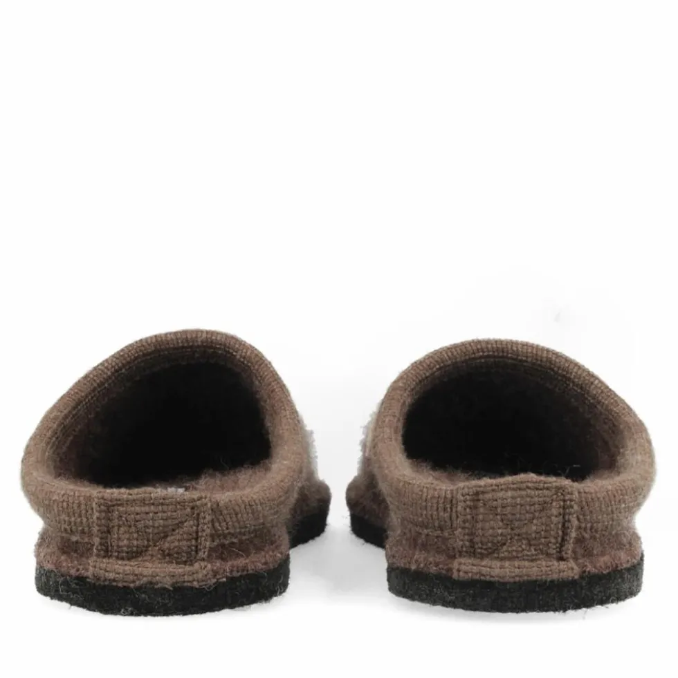 HAFLINGER COFFEE TIME PANTOFOLE DONNA FELTRO DI LANA BRAUNMELIERT