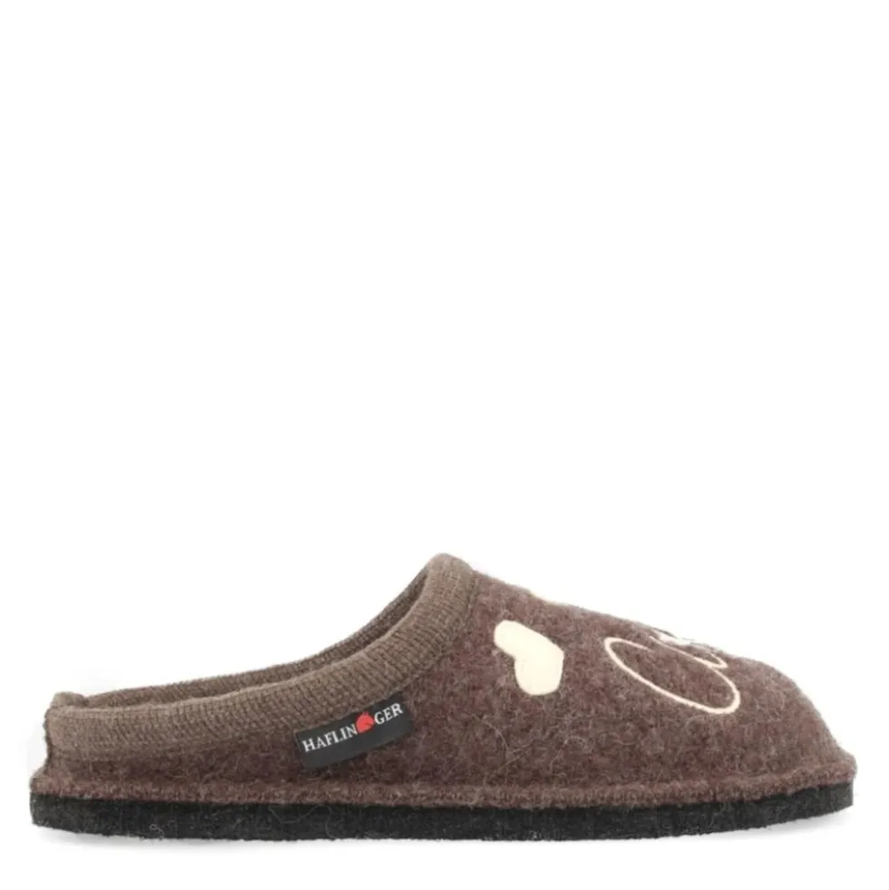 HAFLINGER COFFEE TIME PANTOFOLE DONNA FELTRO DI LANA BRAUNMELIERT