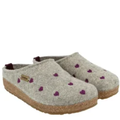 HAFLINGER CUORICINI CIABATTA IN FELTRO DI LANA GRIGIO CHIARO