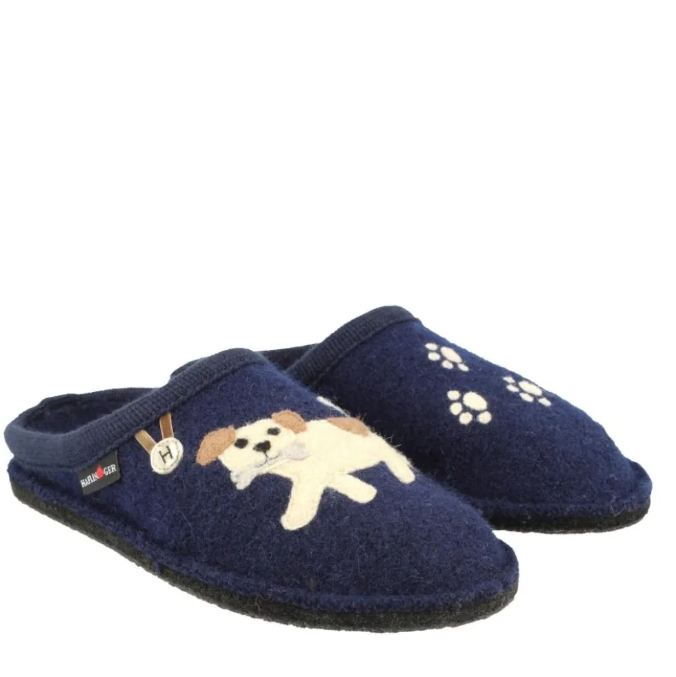 HAFLINGER FIDO MITTELBLAU CIABATTA IN PURA LANA