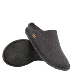 HAFLINGER FLAIR SOFT PANTOFOLE IN FELTRO DI LANA GRIGIO GRAFITE