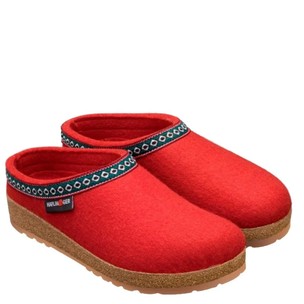 HAFLINGER FRANZL CIABATTA IN FELTRO DI LANA ROSSO RUBINO