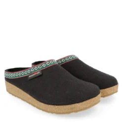 HAFLINGER FRANZL CIABATTA IN FELTRO DI LANA NERO