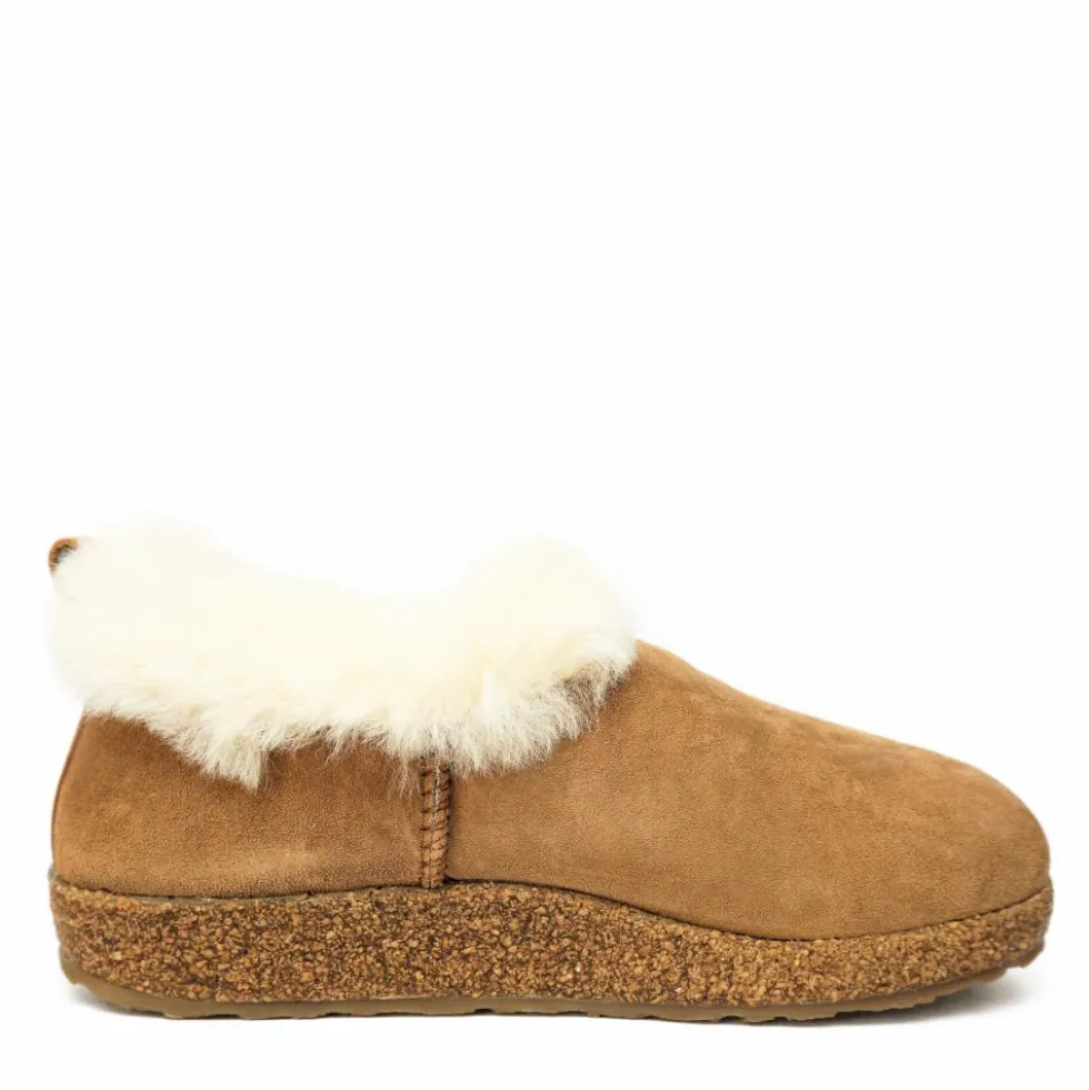 HAFLINGER ICELAND PANTOFOLE IN PELLE DI MONTONE CHESTNUT