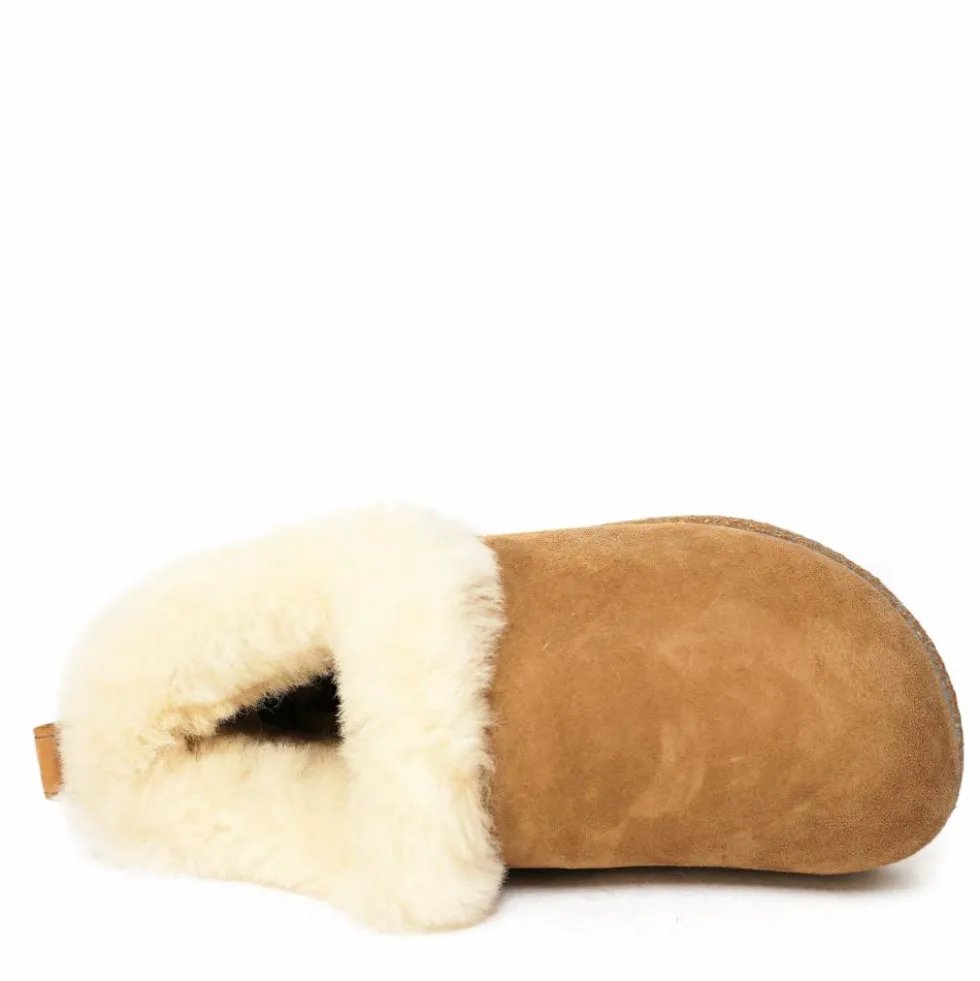 HAFLINGER ICELAND PANTOFOLE IN PELLE DI MONTONE CHESTNUT