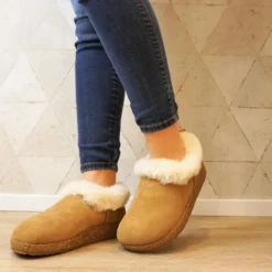 HAFLINGER ICELAND PANTOFOLE IN PELLE DI MONTONE CHESTNUT
