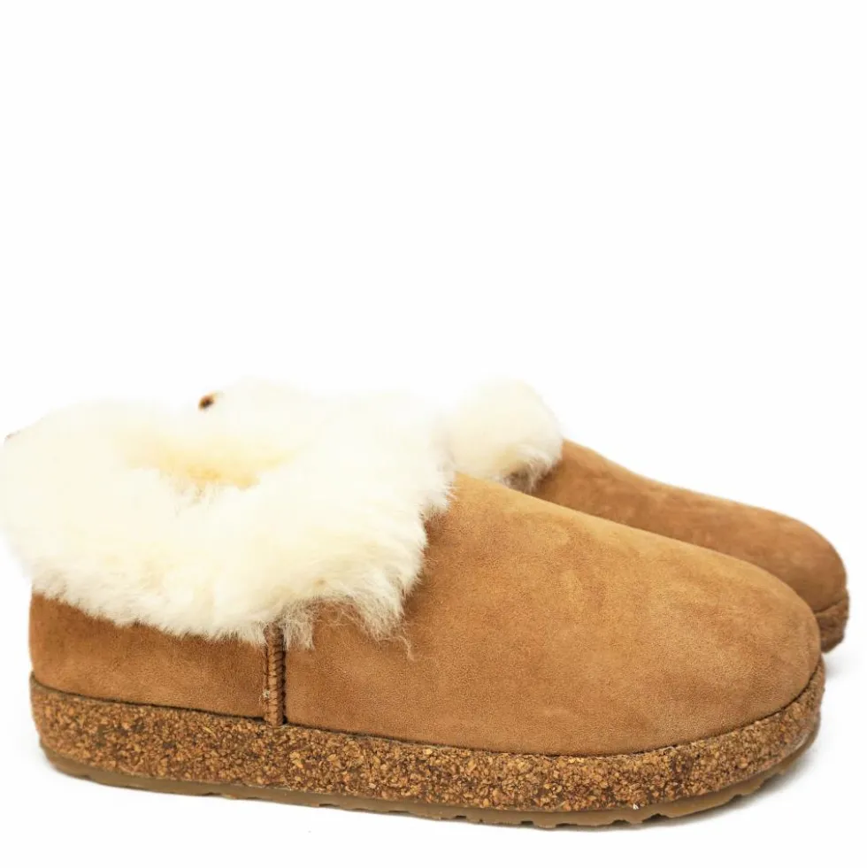 HAFLINGER ICELAND PANTOFOLE IN PELLE DI MONTONE CHESTNUT