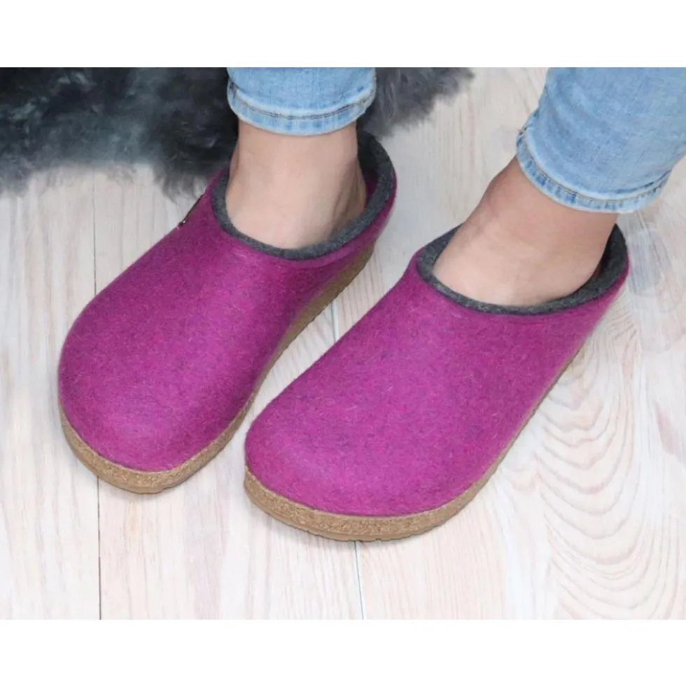 HAFLINGER KRIS CIABATTA IN FELTRO DI LANA FUCHSIA