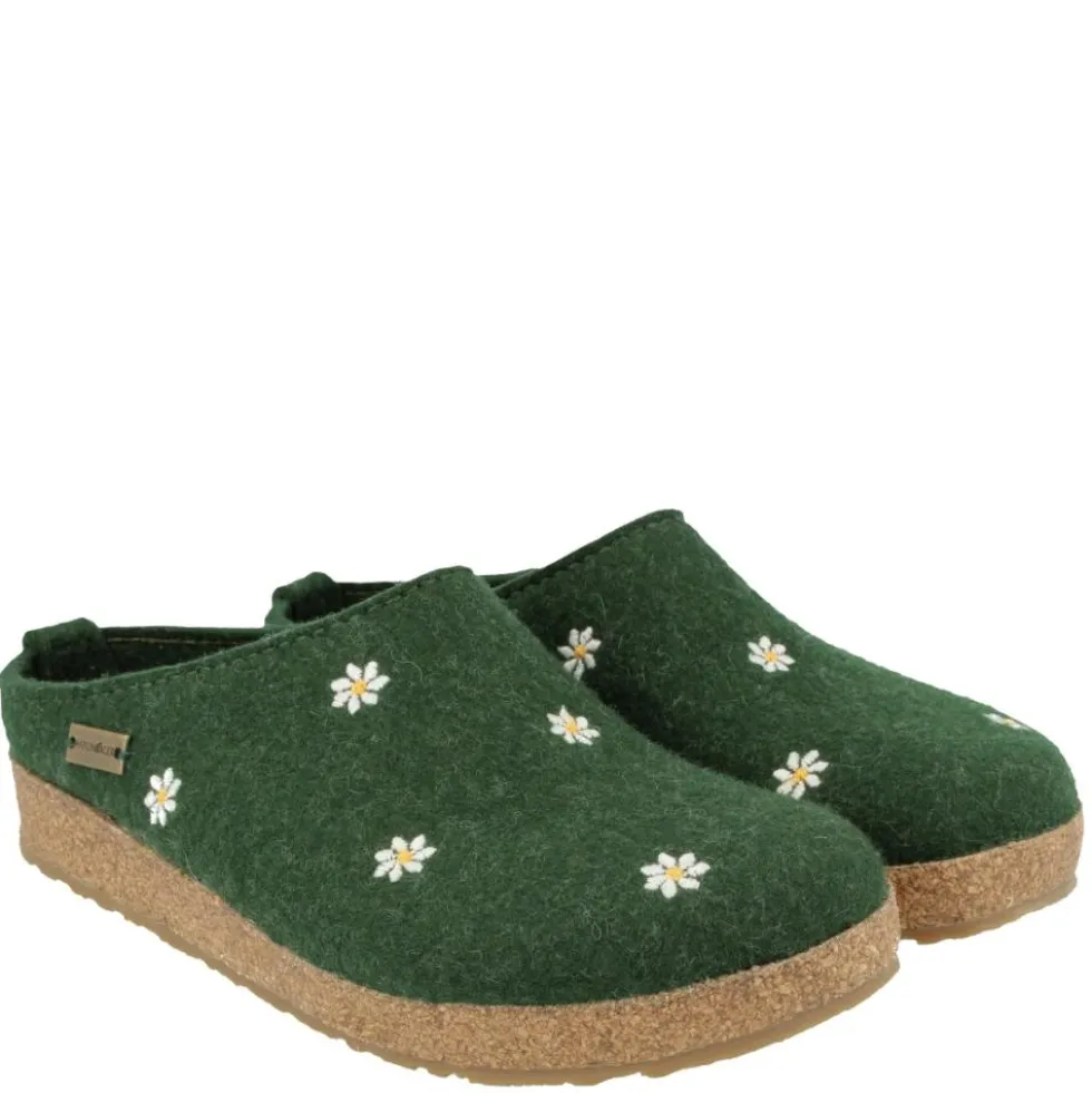 HAFLINGER MARGHERITE EIBE CIABATTA CALZA IN PURA LANA CON FIORELLINI