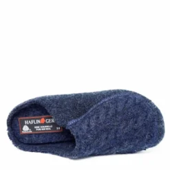 HAFLINGER MISTRAL KUSCHEL PANTOFOLA IN LANA BLU