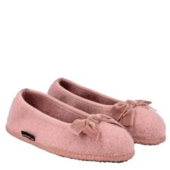 HAFLINGER SLIPPER FIOCCO CIABATTA IN LANA COTTA ROSA