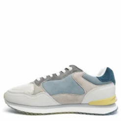 HOFF SEATTLE SCARPA DA TENNIS IN PELLE CON LACCI E PLANTARE ESTRAIBILE BLU GRIGIO
