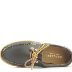 JIBECRAFT SCARPE DA BARCA UOMO FONDO GOMMA LACCIO PELLE