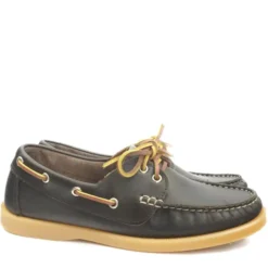 JIBECRAFT SCARPE DA BARCA UOMO FONDO GOMMA LACCIO PELLE