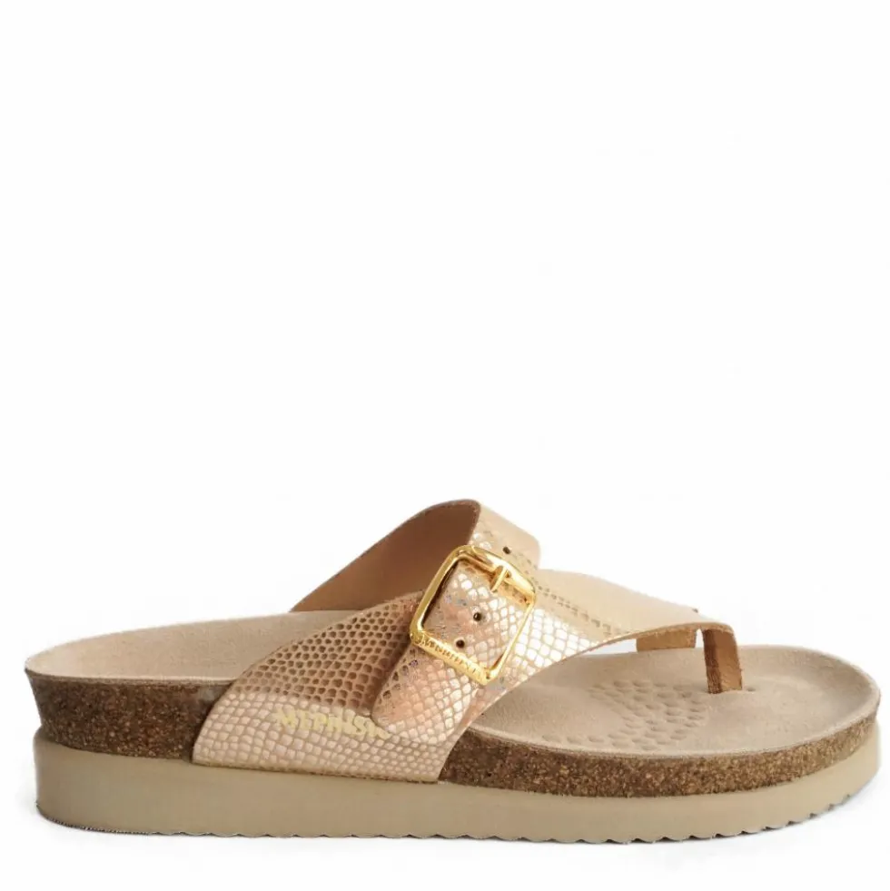 MEPHISTO HELEN CIABATTA IN PELLE STAMPA MOSAICO CON FIBBIA SABBIA
