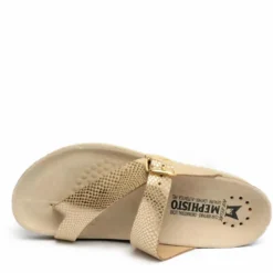 MEPHISTO HELEN CIABATTA IN PELLE STAMPA MOSAICO CON FIBBIA SABBIA