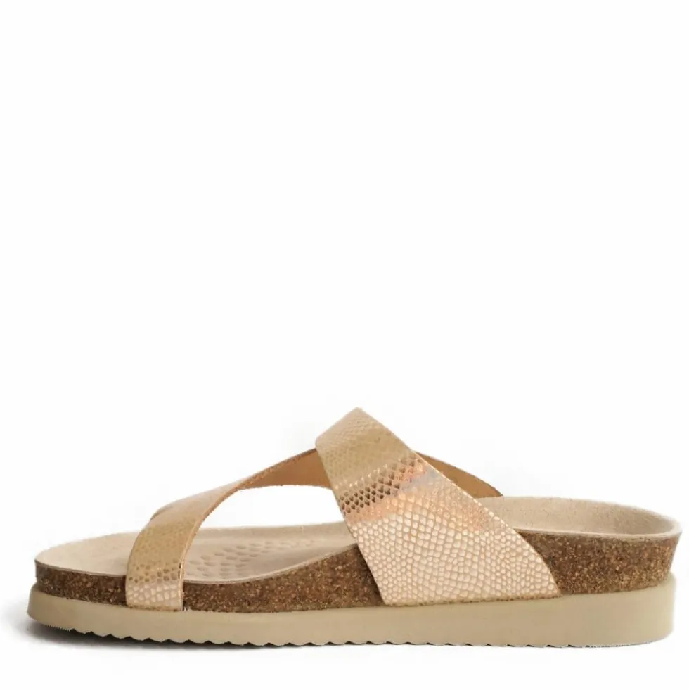 MEPHISTO HELEN CIABATTA IN PELLE STAMPA MOSAICO CON FIBBIA SABBIA