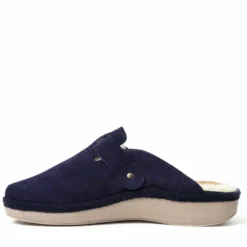 PANTOFOLA UOMO IN CAMOSCIO CON CINTURINO CALZATA LARGA