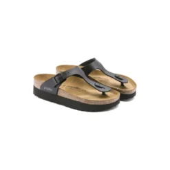 PAPILLIO GIZEH PLATFORM CIABATTE DONNA INFRADITO PELLE NERO