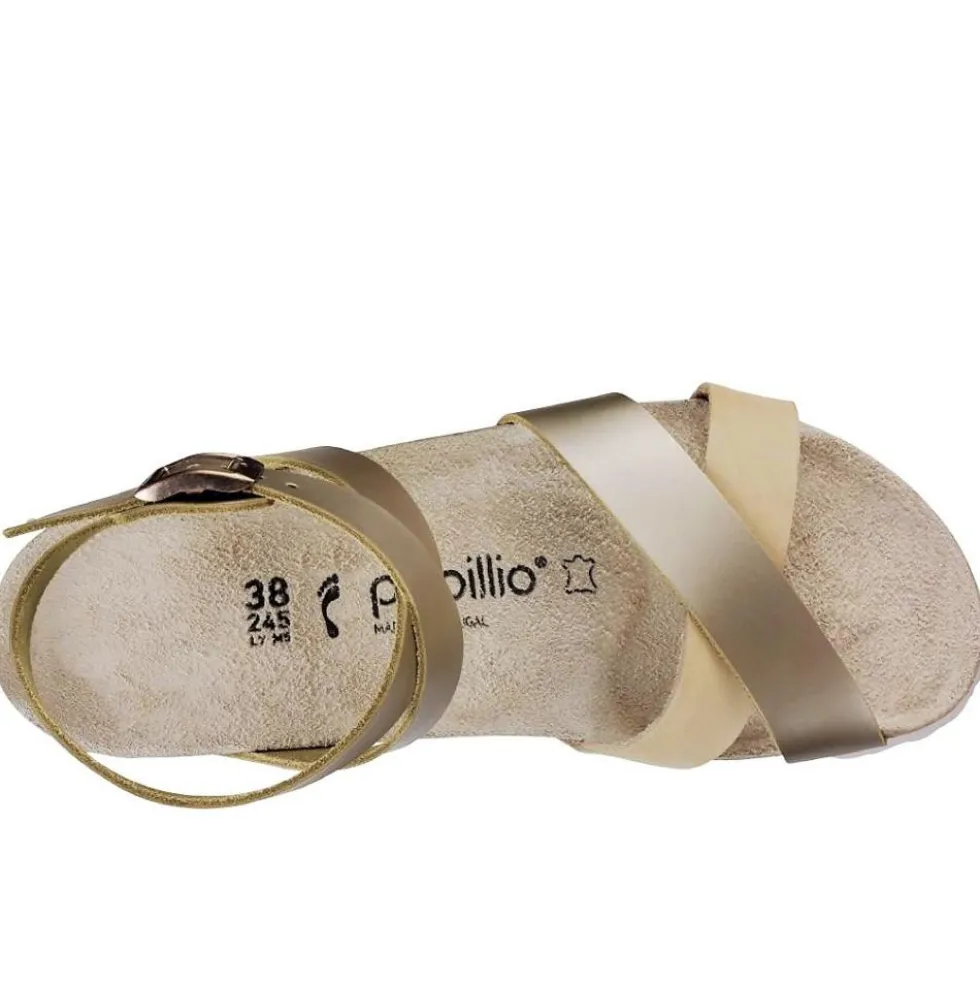 PAPILLIO SANDALI DONNA CON ZEPPA VERA PELLE LOLA ROSA METALLICO