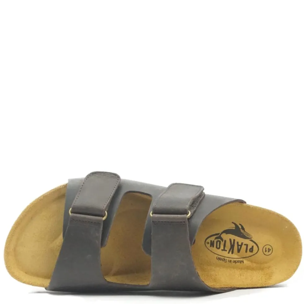 PLAKTON CIABATTE UOMO IN VERA PELLE PLANTARE SOFT DOPPIO STRAPPO