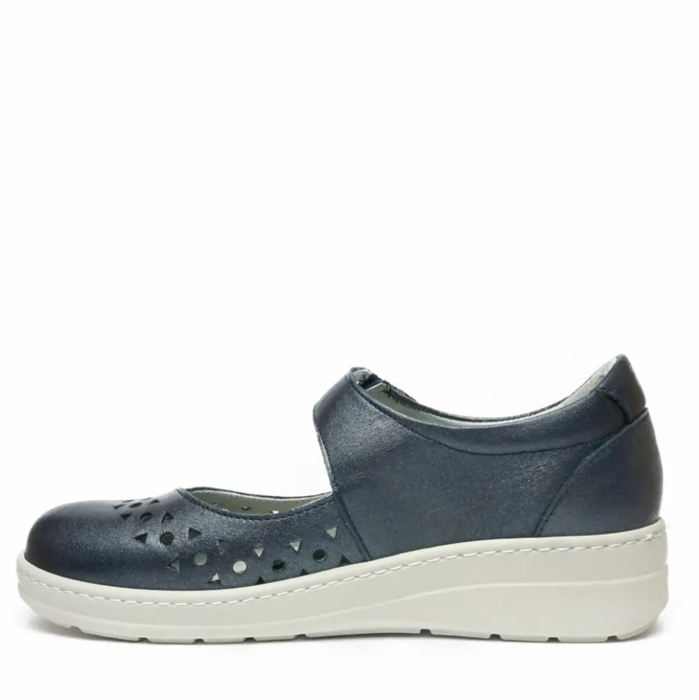 PODOLINE PISTOIA SCARPA MONO STRAP PER ALLUCE VALGO PLANTARE ESTRAIBILE PERLATO BLU