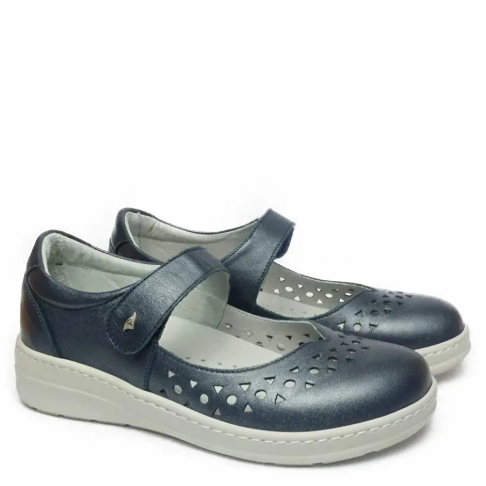 PODOLINE PISTOIA SCARPA MONO STRAP PER ALLUCE VALGO PLANTARE ESTRAIBILE PERLATO BLU