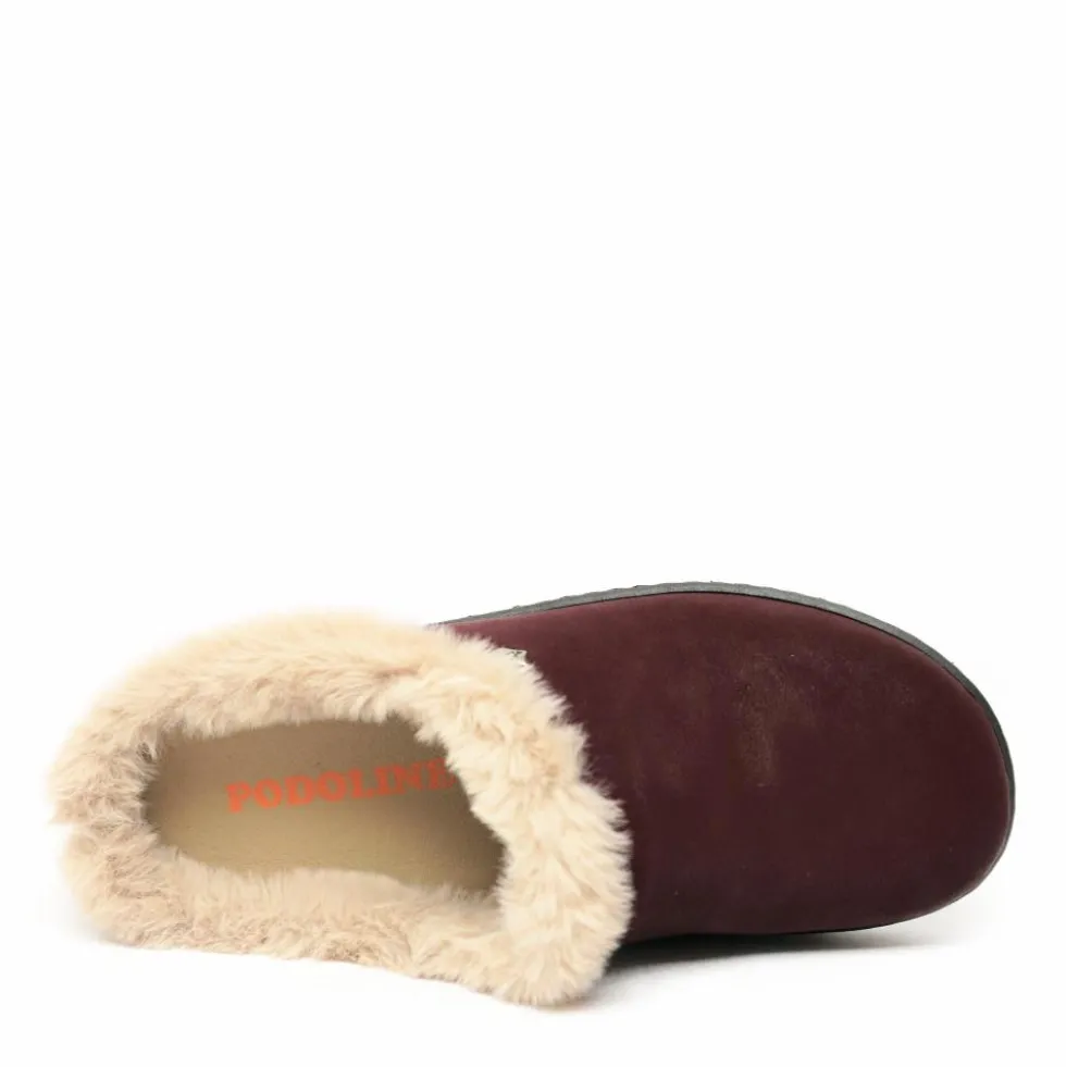 PODOLINE VALDAORA PANTOFOLA NABUK ELASTICIZZATO PELO PER ALLUCE VALGO PLANTARE ESTRAIBILE BORDEAUX