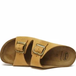 SCHOLL AIR BAG CIABATTA UOMO DOBBIA FIBBIA REGOLABILE CUOIO