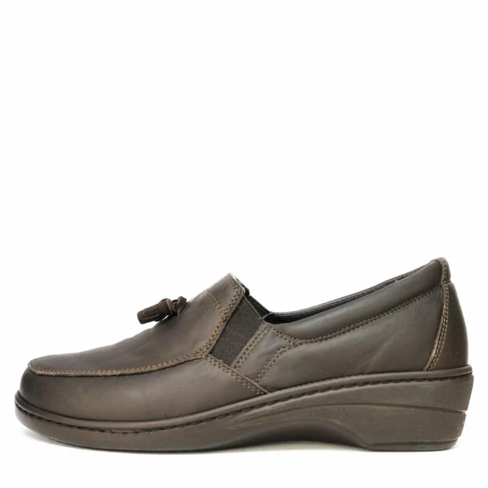 SUSIMODA MOCASSINO DONNA IN PELLE CON FIOCCO CAMOSCIO PLANTARE ESTRAIBILE MARRONE CAFFE