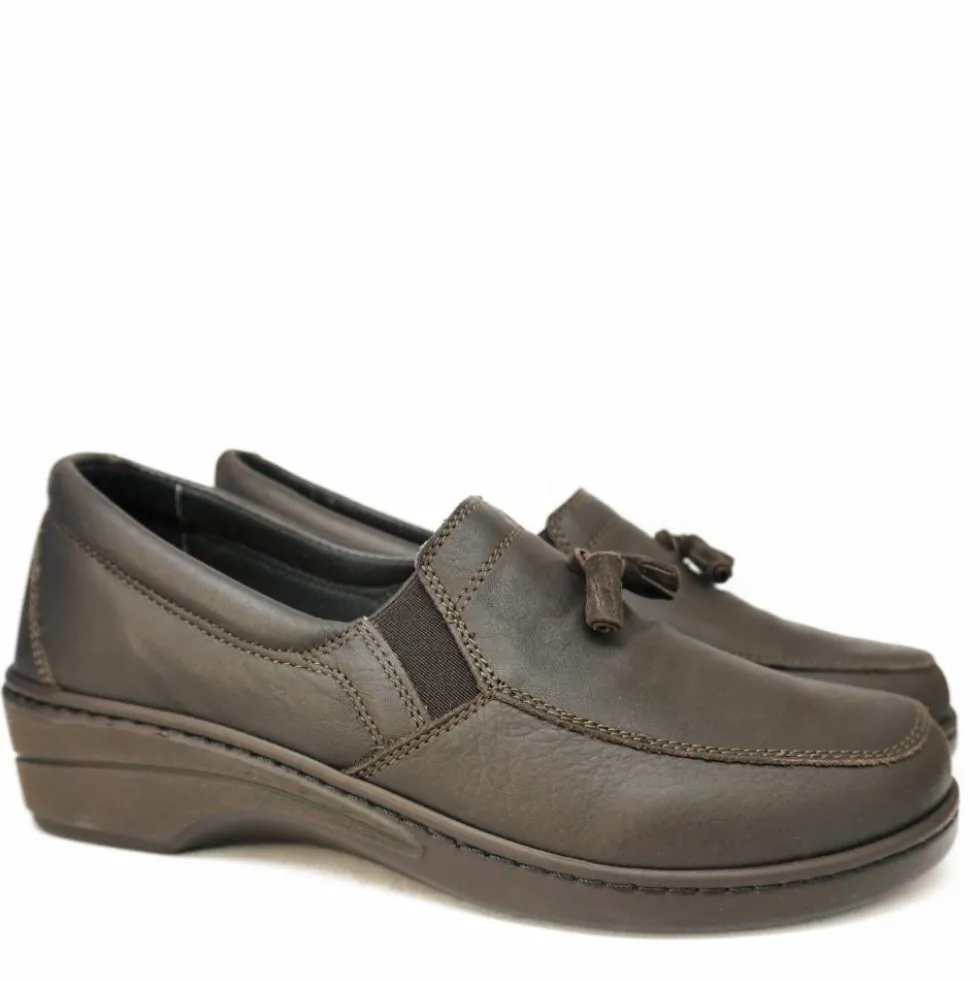 SUSIMODA MOCASSINO DONNA IN PELLE CON FIOCCO CAMOSCIO PLANTARE ESTRAIBILE MARRONE CAFFE