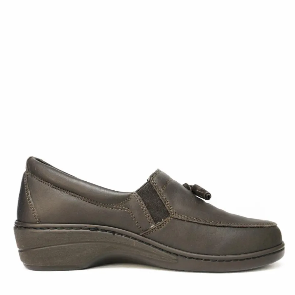 SUSIMODA MOCASSINO DONNA IN PELLE CON FIOCCO CAMOSCIO PLANTARE ESTRAIBILE MARRONE CAFFE