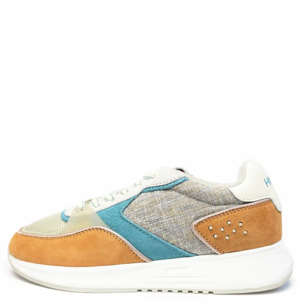 THE HOFF LOMBARD SNEAKER DONNA IN PELLE E TESSUTO PLANTARE ESTRAIBILE MARRONE BLU