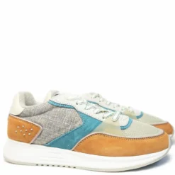 THE HOFF LOMBARD SNEAKER DONNA IN PELLE E TESSUTO PLANTARE ESTRAIBILE MARRONE BLU